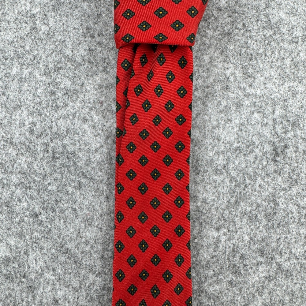 Arthur & Fox Tie Mens OS Red Geometric Medallion Silk Made in France EUC